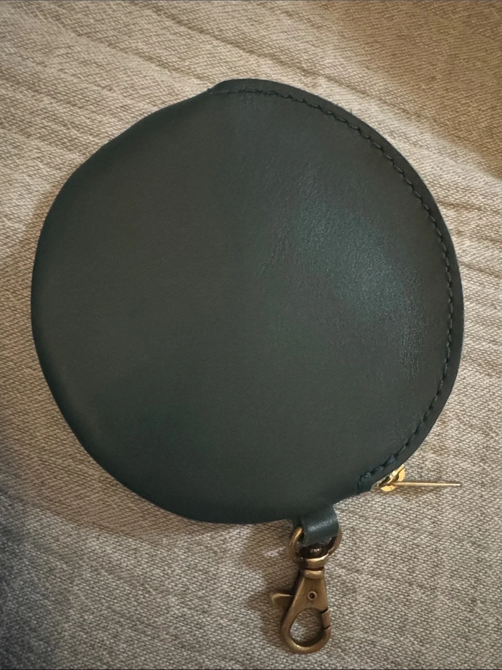 Portland Leather Dark Green Round Coin Pouch with Clip